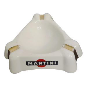 Vintage 1950s MCM "Martini" Triangular Ashtray Catchall Half Porcelain Gold Gilt Made in Badonviller France