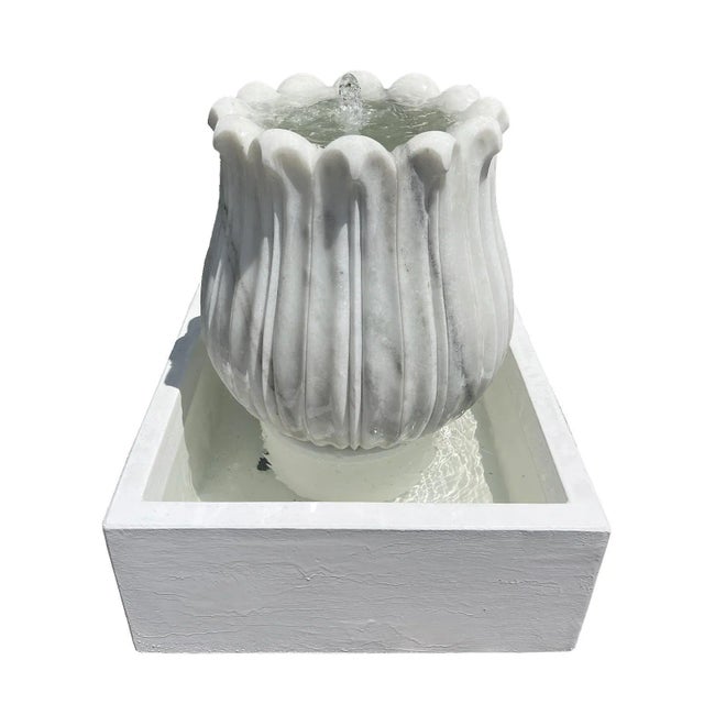 White Marble Tulip Fountain For Sale In Los Angeles - Image 6 of 6
