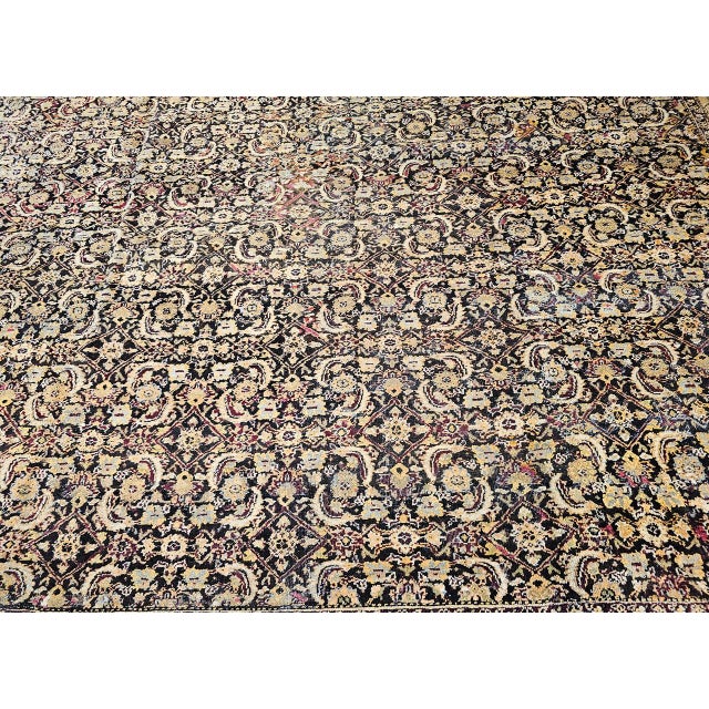 Late 19th Century Indian Agra Rug, Handwoven Wool Pile, Herati Design, 11' x 13' For Sale - Image 10 of 17