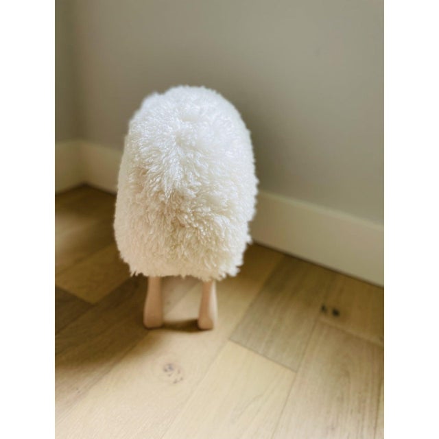 2020s Lalanne Style Carved Wood Sheep Stool For Sale - Image 5 of 7