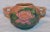 Roseville Water Lily two handled vase with pink flower against a terracotta ground. Design number 4374. A gorgeous...