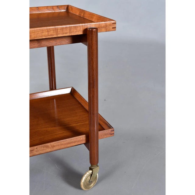 Refinshed Poul Hundevad for Vamdrup Danish Expanding Teak Bar Cart For Sale - Image 10 of 12