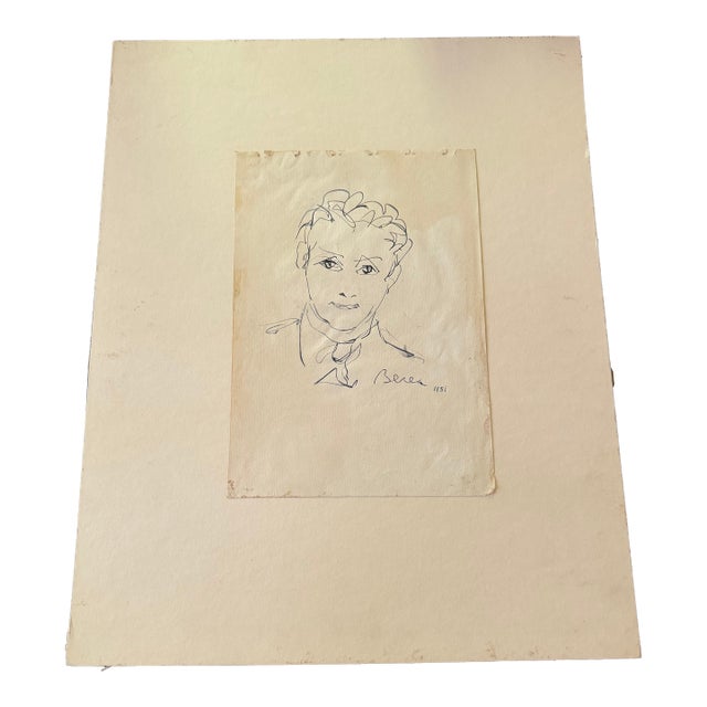 1951 Pencil Sketch by Dimitrie Berea - Possible Self-Portrait For Sale
