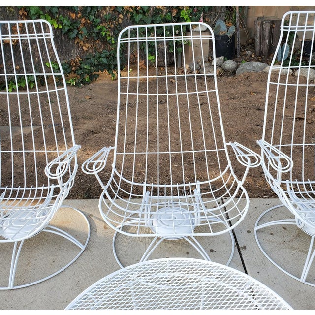 1960s Vintage Homecrest White Mid Century Modern Swivel Lounge Chairs and Low Round Swivel Table Set Chairish
