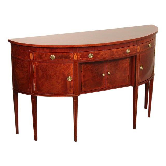 Hepplewhite Style Banded Mahogany Demilune Sideboard For Sale