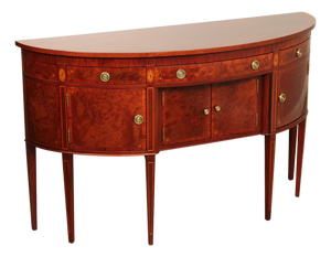 Hepplewhite Style Banded Mahogany Demilune Sideboard