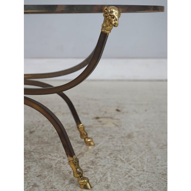 Iron Brass & Glass Rams Head Coffee Table For Sale - Image 4 of 13