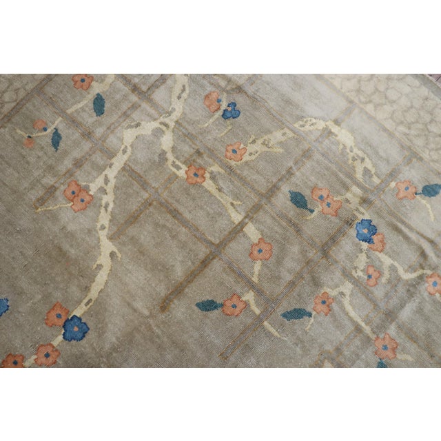 Early 20th Century Zabihi Collection Tranquil Gray Chinese Floral Rug - 6'2" x 9'6" For Sale - Image 10 of 11