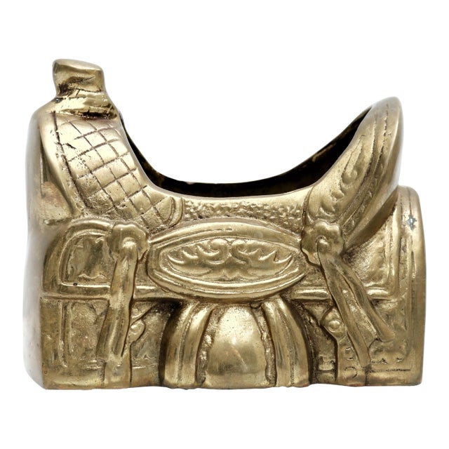 Vintage Brass Saddle Planter: Farmhouse Decor For Sale