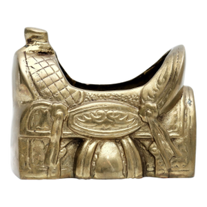 Vintage Brass Saddle Planter: Farmhouse Decor