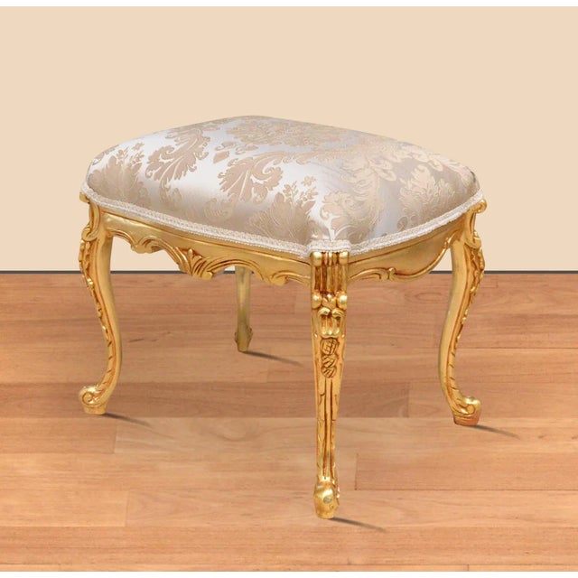 1980s Louis XV Style Gold Leaf Bench Stool Ottoman Real Solid For Sale In New York - Image 6 of 6