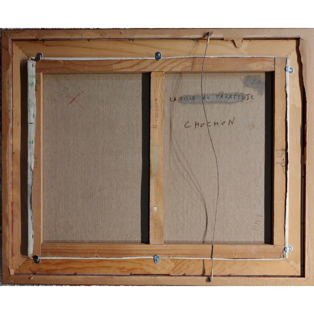 Andre Chochon -Portrait of a Big Green Eyes Girl in a Hat -Oil Painting For Sale - Image 9 of 10