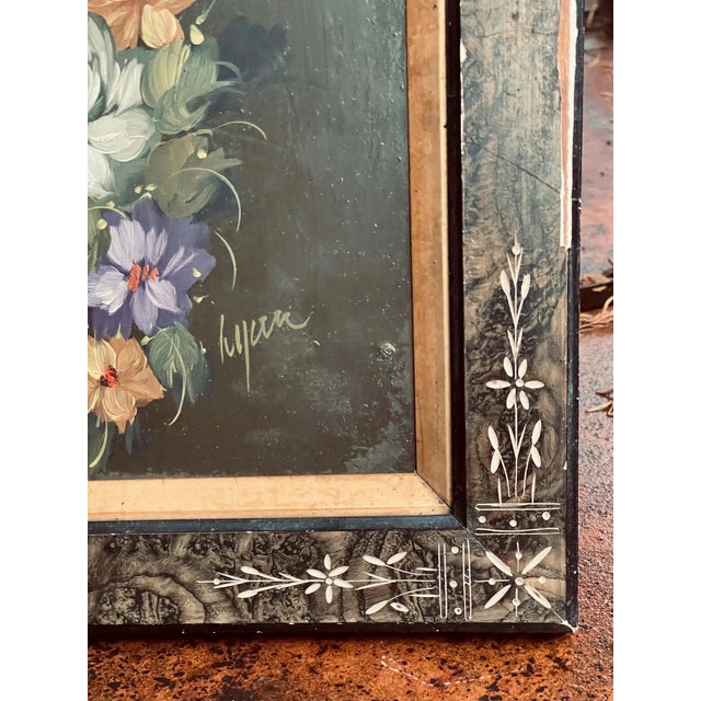 Fantastic Original Authentic Antique Botanical Oil Painting 1920 Still Life Signed Cluster of Flowers Antique Frame For Sale In Philadelphia - Image 6 of 8