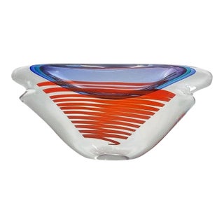 Large Giuliano Tosi Signed Murano Art Glass Mid Century Modern Centerpiece Bowl For Sale