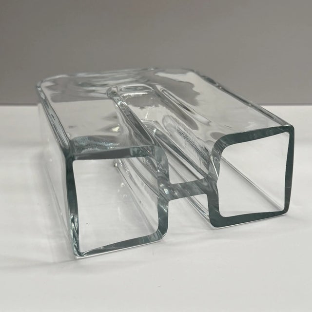 Transparent 1970s Bertil Vallien for Kosta Boda Scandinavian Modernist U-Shaped Glass Vase For Sale - Image 8 of 12