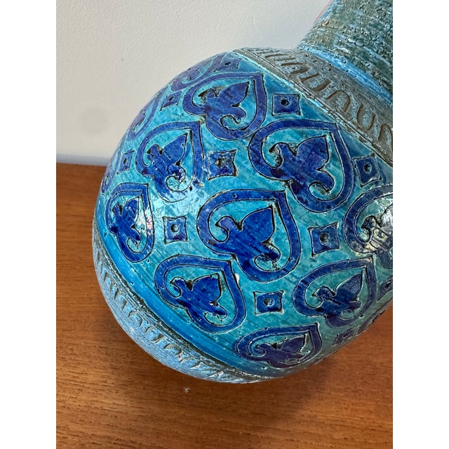 1960s 1960s Italian Bitossi Blue Glazed Pottery Vase For Sale - Image 5 of 12