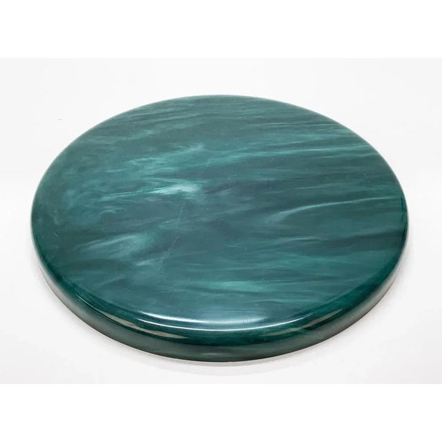 Large Mid-Century Italian Round Green Bakelite and Steel Serving Tray, 1980s For Sale - Image 9 of 18