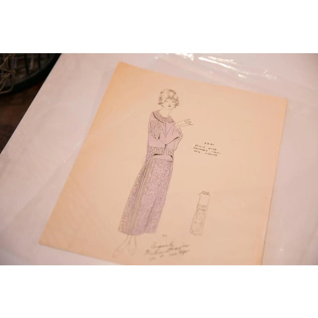 :: Antique hand-colored fashion art study.