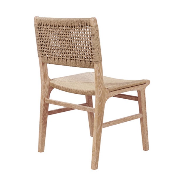 Contemporary Matthew Izzo Home Monroe Cerused Oak Rattan Wrapped Dining Chair For Sale - Image 3 of 6