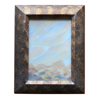 Watercolor Pastel Signed & Framed Original Painting in Wide Textured Frame For Sale