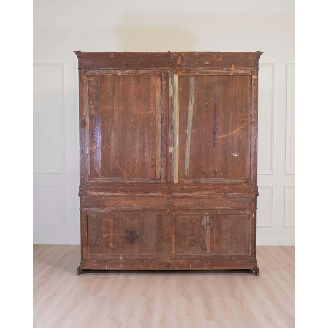 19th Century Italian 19th Century Walnut Bookcase with Architectural Design For Sale - Image 5 of 13