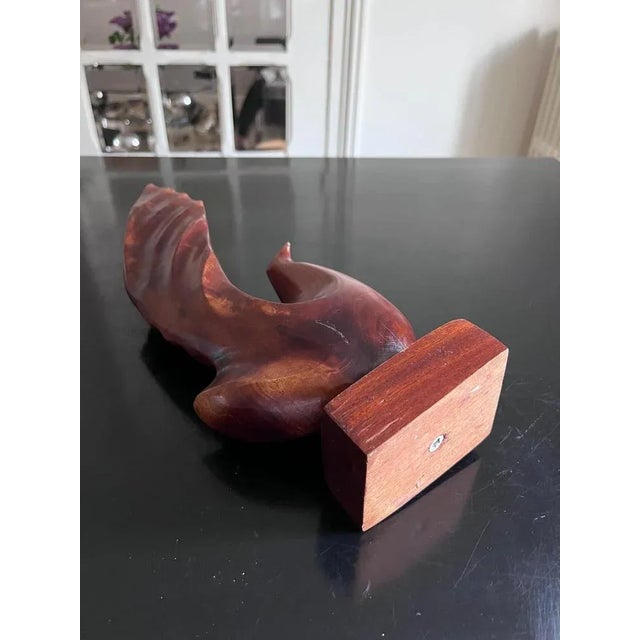 Brown Scandinavian Wooden Bird Sculpture For Sale - Image 8 of 9