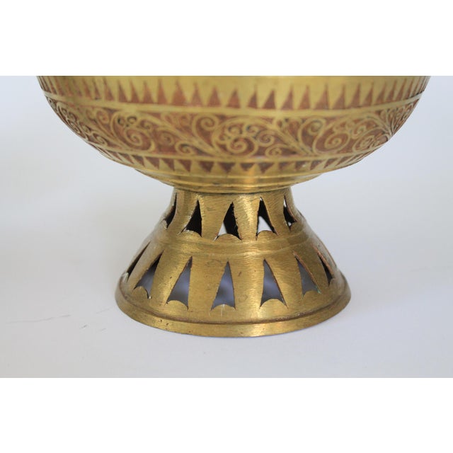 Vintage Etched Brass Asian Philippine Wedding Vessels or Urns - A Pair For Sale - Image 10 of 15
