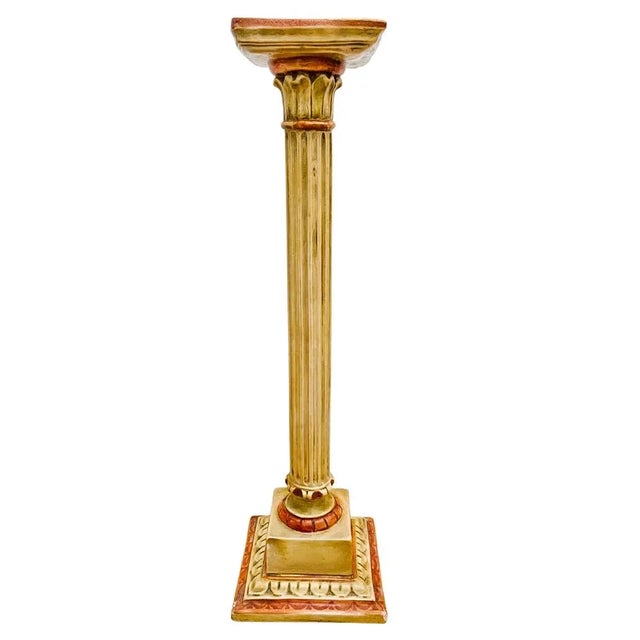 Vintage Classical Venetian Cream and Red Pedestal Columns - A Pair For Sale In San Diego - Image 6 of 12