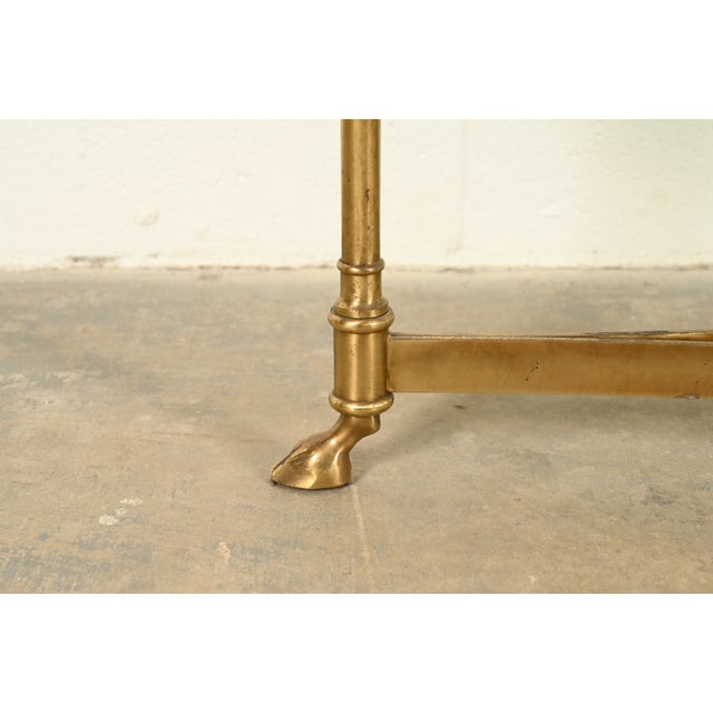 LaBarge Hollywood Regency Brass and Glass Hooved Feet Cocktail Table, Circa 1960s For Sale - Image 9 of 12