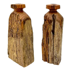 1960s Handmade Live Edge Weed Pot Vases - a Pair