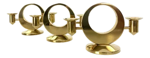 Mid-Century Scandinavian Candelabras in Brass by Arthur Pe, Kolbäck, Sweden, Set of 3