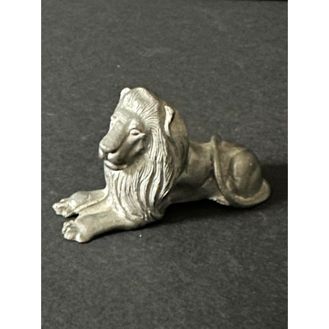 Silver Vintage 1977 Pewter Lion Figurine For Sale - Image 8 of 11