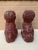 Red Antique Chinoiserie Cast Stone Foo Dogs With Timeworn Painted Finish, Pair For Sale - Image 8 of 9