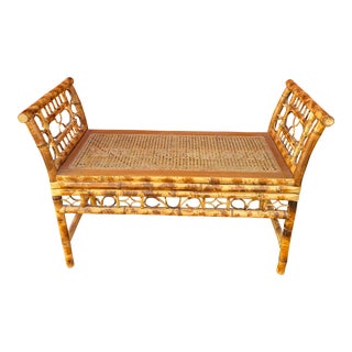 1970s Vintage Brighton Bamboo and Cane Bench For Sale