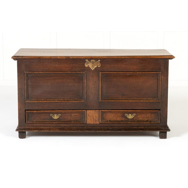 18th century english oak mule chest an 18th century english oak mule chest. of rectangular form with an overhanging top...