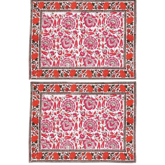 Riyad Placemats Pink & Orange - A Pair For Sale - Image 4 of 4