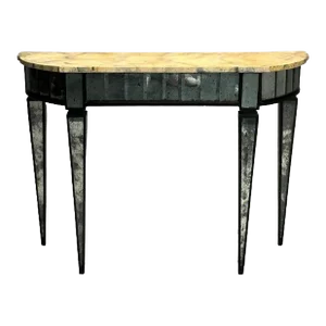 Maison Jansen Style, Directoire, Demilune Console Table, Distressed Mirror