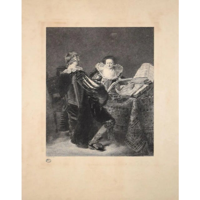 La Leçon de Musique - Original Etching By Georges Henri Manesse - 1892 1892 For Sale - Image 4 of 4