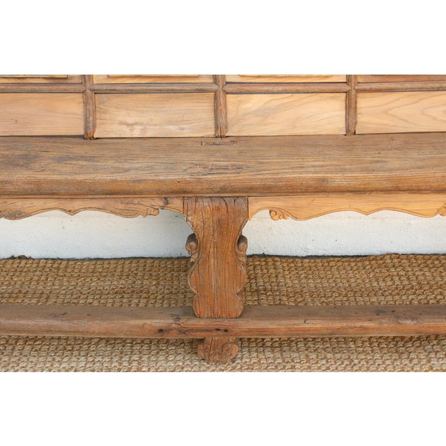 Rare 18th Century Oxidized Elm Theater Bench For Sale - Image 12 of 17
