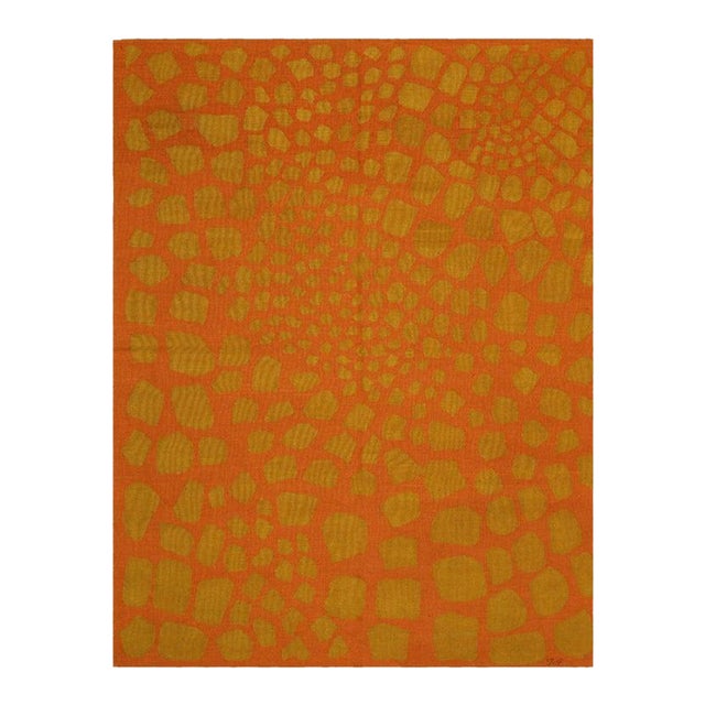 6x8 Coral Flat Weave Wool Fading Pebbles Geometric Modern Carpet Rug For Sale