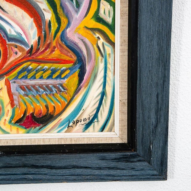Mid Century Modern Art Original Abstract Expressionism Multi-Color Canvas Framed For Sale In Sacramento - Image 6 of 11