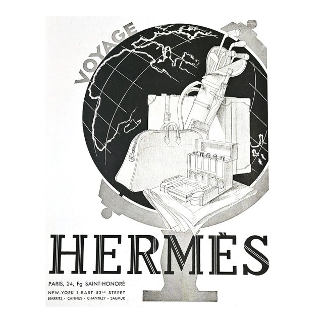 1931 French Art Deco Hermes Travel, Golf Advertisement Print, Rare For Sale