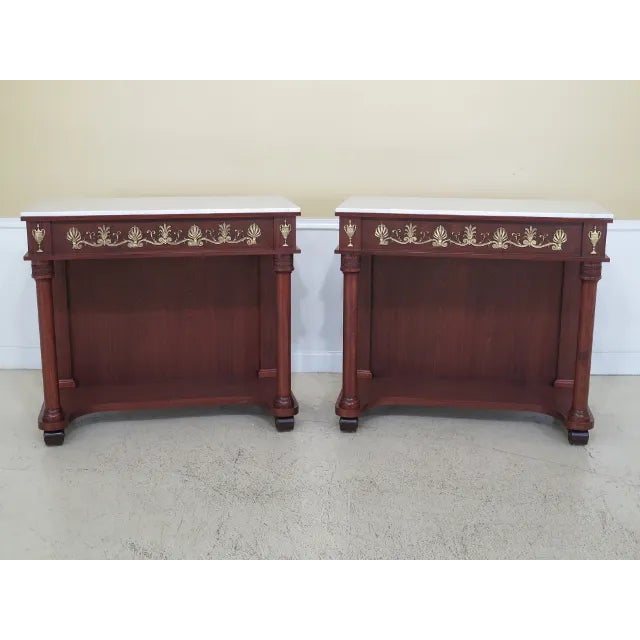 French Empire Marble Top Petticoat Console Tables - a Pair For Sale - Image 13 of 13