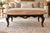 Mid-Century French Provincial Oval Coffee Table With Radial Walnut Veneer, Satin Canyon Black & Hand-Gilded Gold For Sale - Image 4 of 5