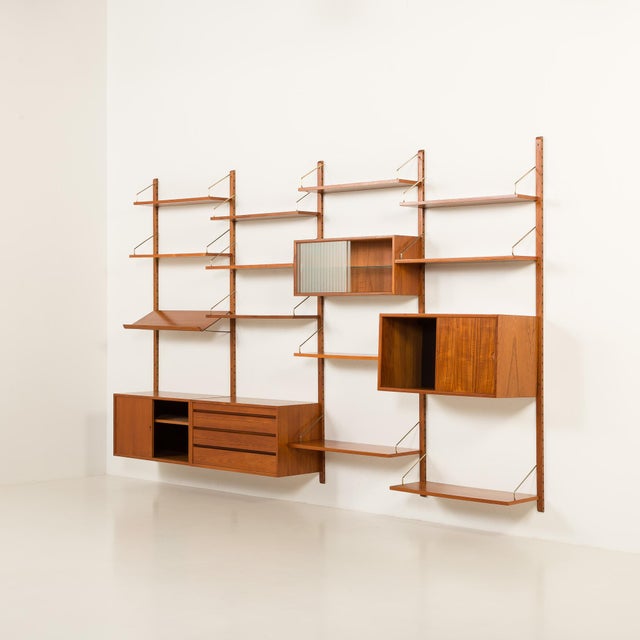 Wood Teak 4-Bay Wall Unit attributed to Poul Cadovius for Cado, 1960s For Sale - Image 7 of 18