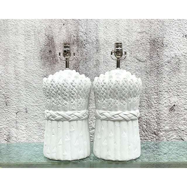 Vintage Coastal Plaster Asparagus Lamps a Pair Chairish