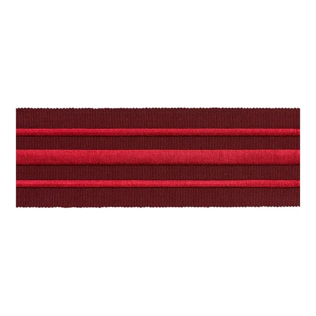 Sample - Schumacher X Miles Redd Military Stripe Tape in Red on Burgundy For Sale