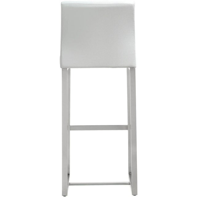 2020s Denmark White Vegan Leather & Steel Bar Stools - Set of 2 For Sale - Image 5 of 11