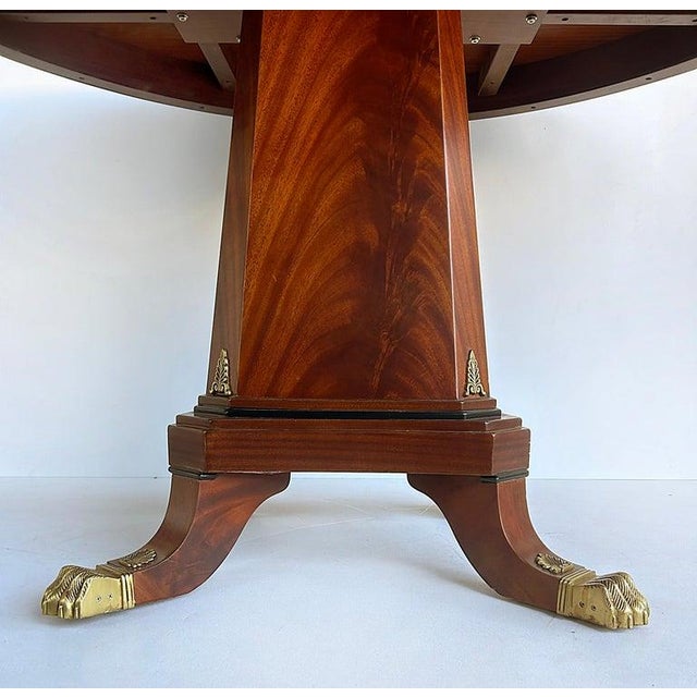 Early 20th Century Early 20th Century Regency Style Round Pedestal Table, Greek Key Inlay & Bronze Claw Feet & Mounts For Sale - Image 5 of 12