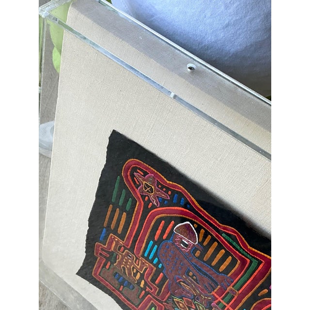 Vintage Lucite Boxed Mola Textile Art - Pair For Sale - Image 18 of 18